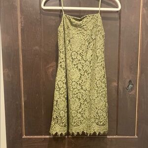 Green Lace Spaghetti Strap Dress